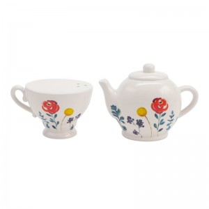 Hallmark Home Gifts Tea Pot and Cup 2-Piece Salt Pepper Set HHGT1382
